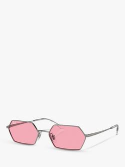 Ray-Ban RB3728 Unisex Yevi Hexagonal Sunglasses, Gunmetal/Pink, Gunmetal/Pink