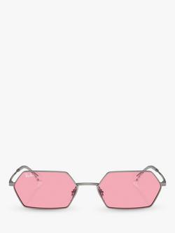 Ray-Ban RB3728 Unisex Yevi Hexagonal Sunglasses, Gunmetal/Pink - view 2, Gunmetal/Pink