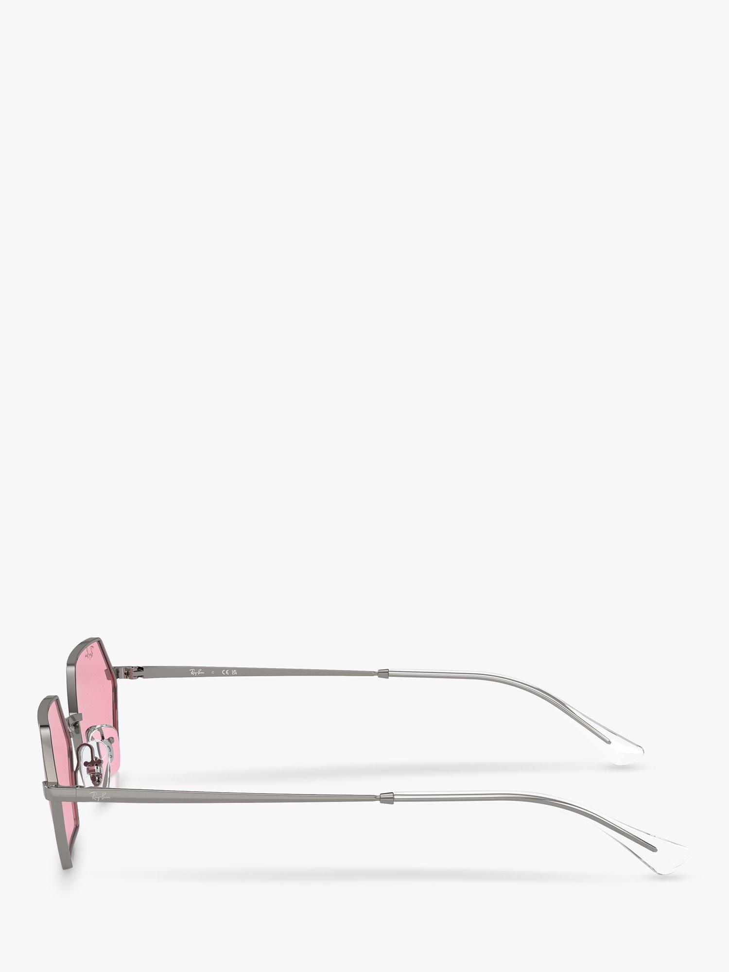 Product image 3 of 6, which shows Ray-Ban RB3728 Unisex Yevi Hexagonal Sunglasses, Gunmetal/Pink