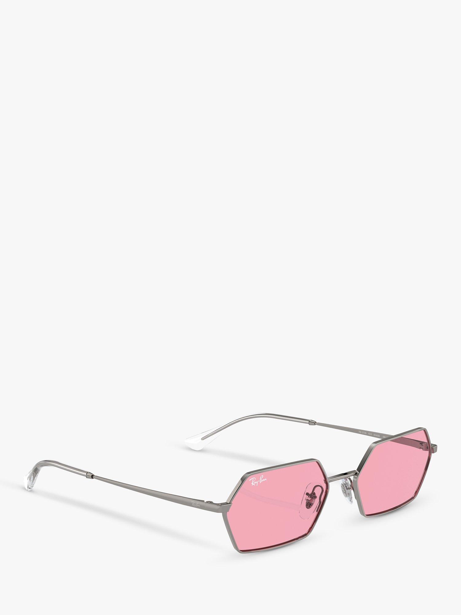 Product image 6 of 6, which shows Ray-Ban RB3728 Unisex Yevi Hexagonal Sunglasses, Gunmetal/Pink