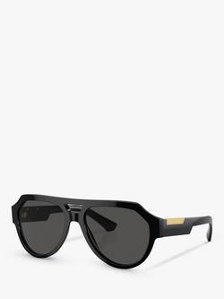 Dolce & Gabbana DG4466 Men's Aviator Sunglasses, Black/Grey, Black