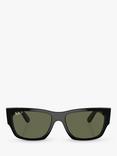 Ray-Ban RB0947S Unisex Polarised Rectangular Sunglasses, Black/Green