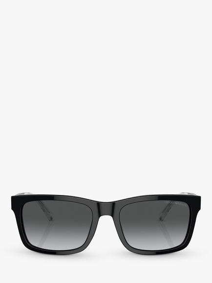 Emporio Armani 0EA4224 Men's Polarised Rectangular Sunglasses, Black - view 2, Black