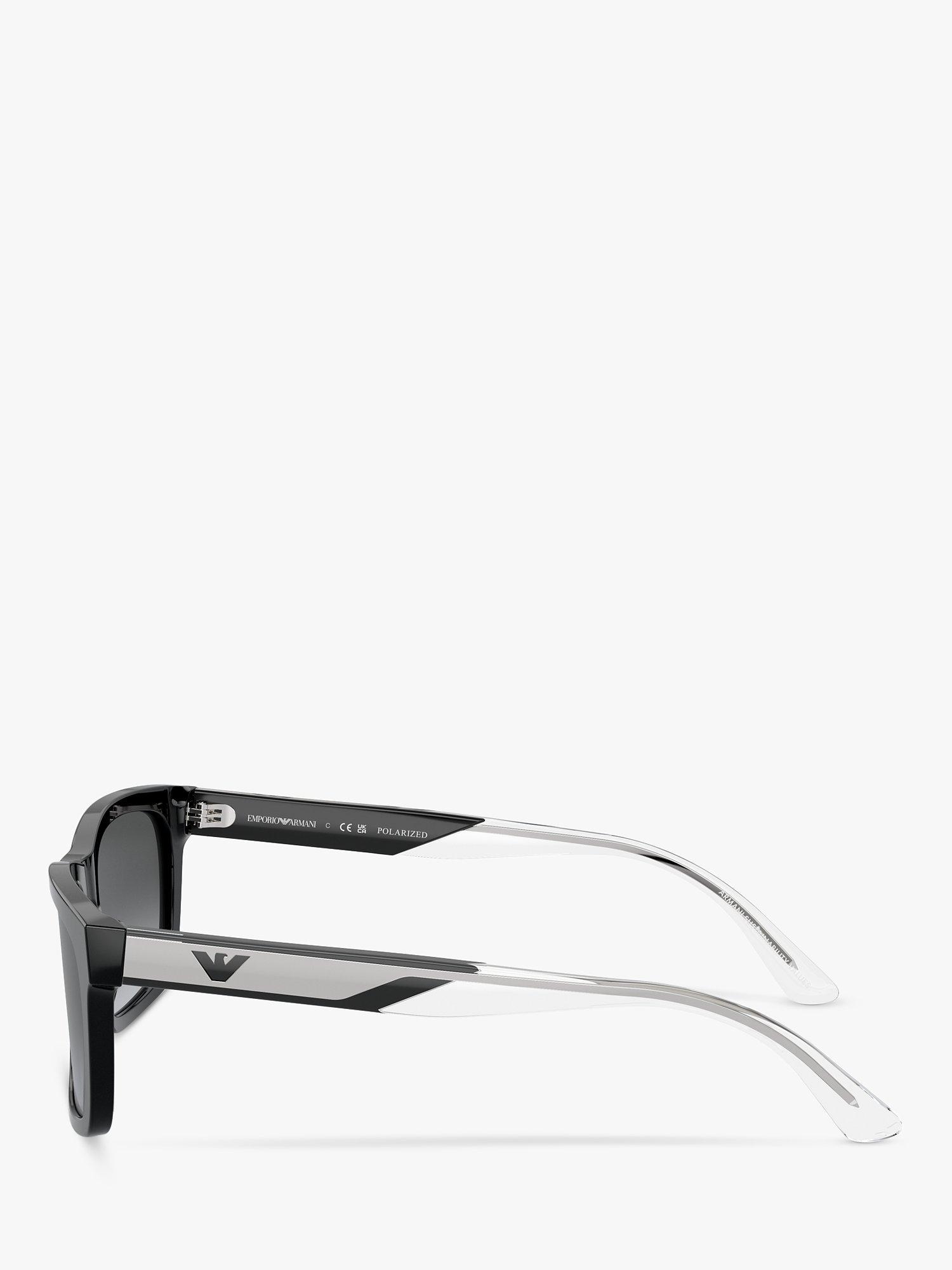 Product image 3 of 5, which shows Emporio Armani 0EA4224 Men's Polarised Rectangular Sunglasses, Black