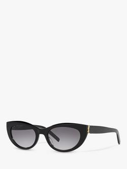 Yves Saint Laurent YS000478 Women's Oval Sunglasses, Black/Grey, Black/Grey