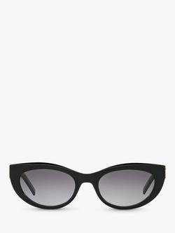 Yves Saint Laurent YS000478 Women's Oval Sunglasses, Black/Grey - view 2, Black/Grey
