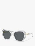 Swarovski SK6017 Women's Butterfly Sunglasses, White Marble/Grey