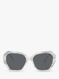 Swarovski SK6017 Women's Butterfly Sunglasses, White Marble/Grey