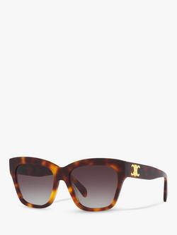 Celine CL40253I Women's Cat's Eye Sunglasses, Tortoise/Brown Gradient, Tortoise