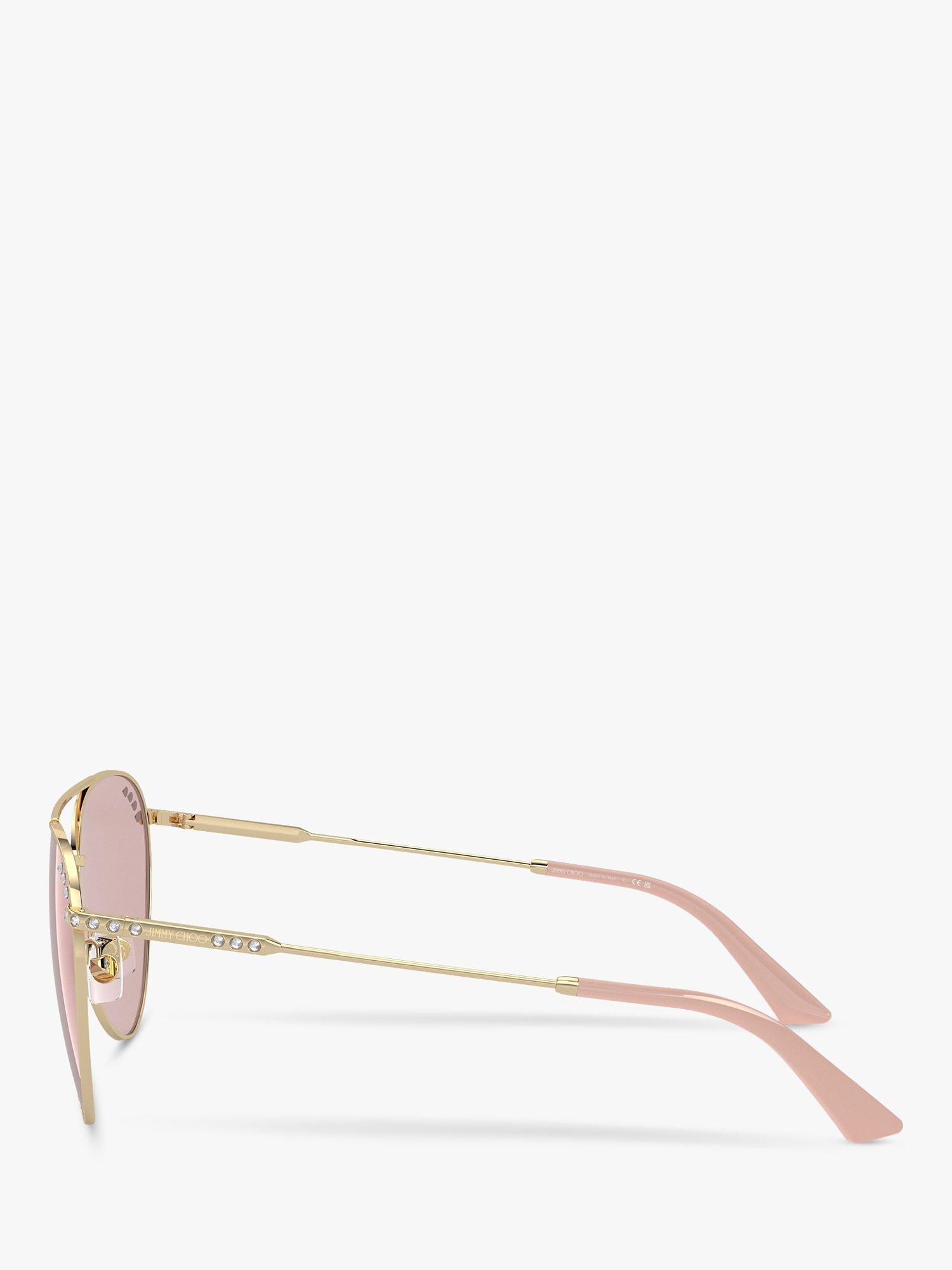 Product image 3 of 5, which shows Jimmy Choo JC4002B Women's Aviator Sunglasses, Pale Gold/Pink