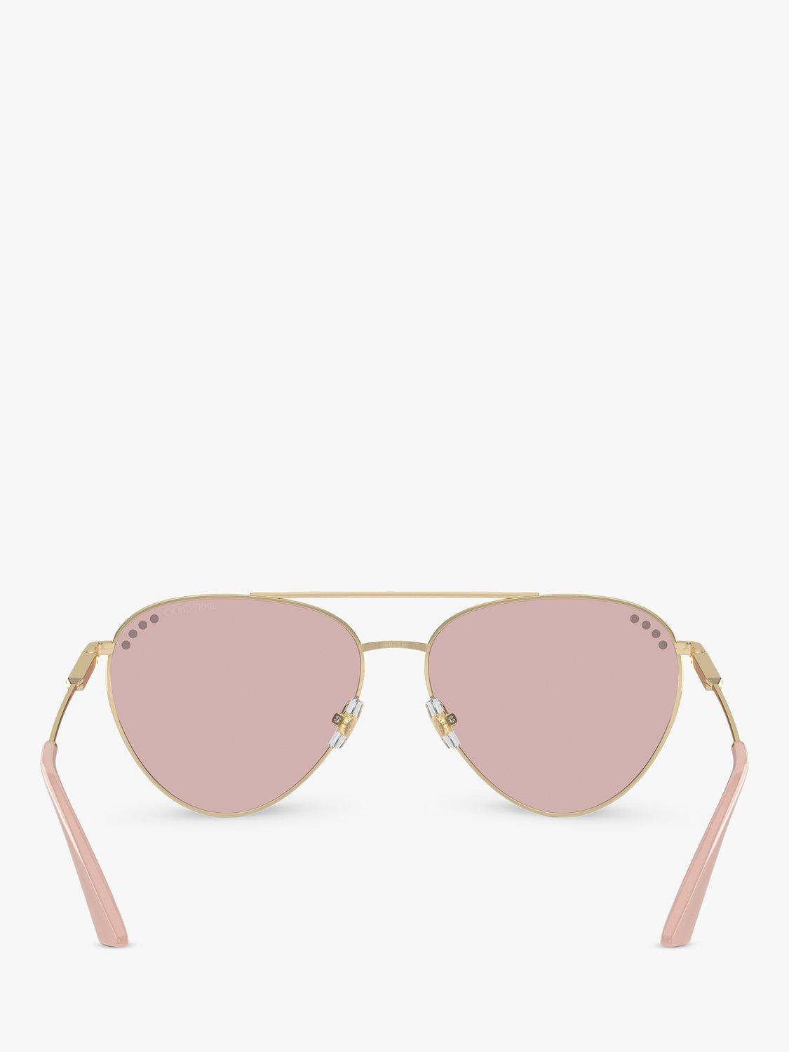 Product image 4 of 5, which shows Jimmy Choo JC4002B Women's Aviator Sunglasses, Pale Gold/Pink