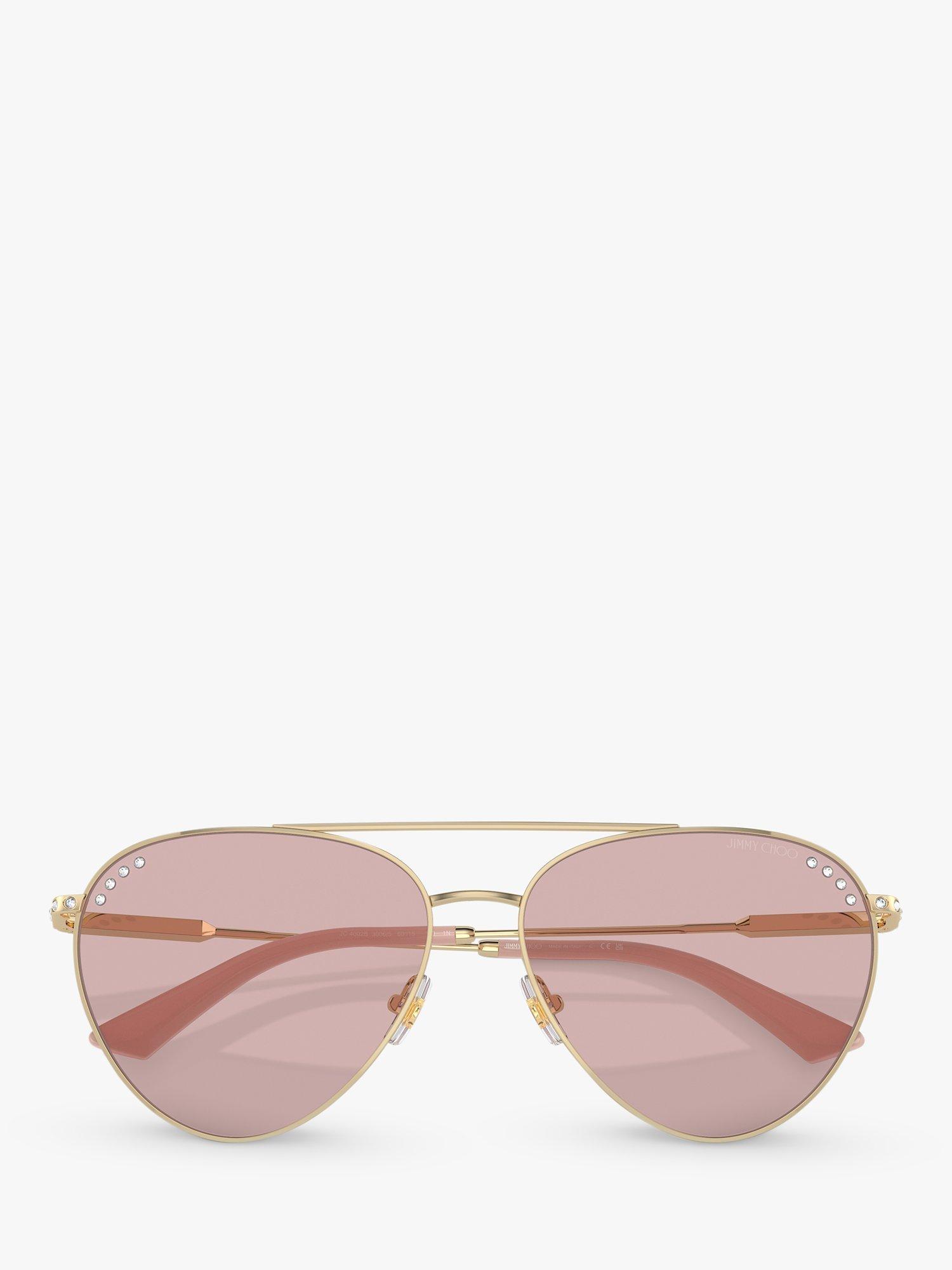 Product image 5 of 5, which shows Jimmy Choo JC4002B Women's Aviator Sunglasses, Pale Gold/Pink