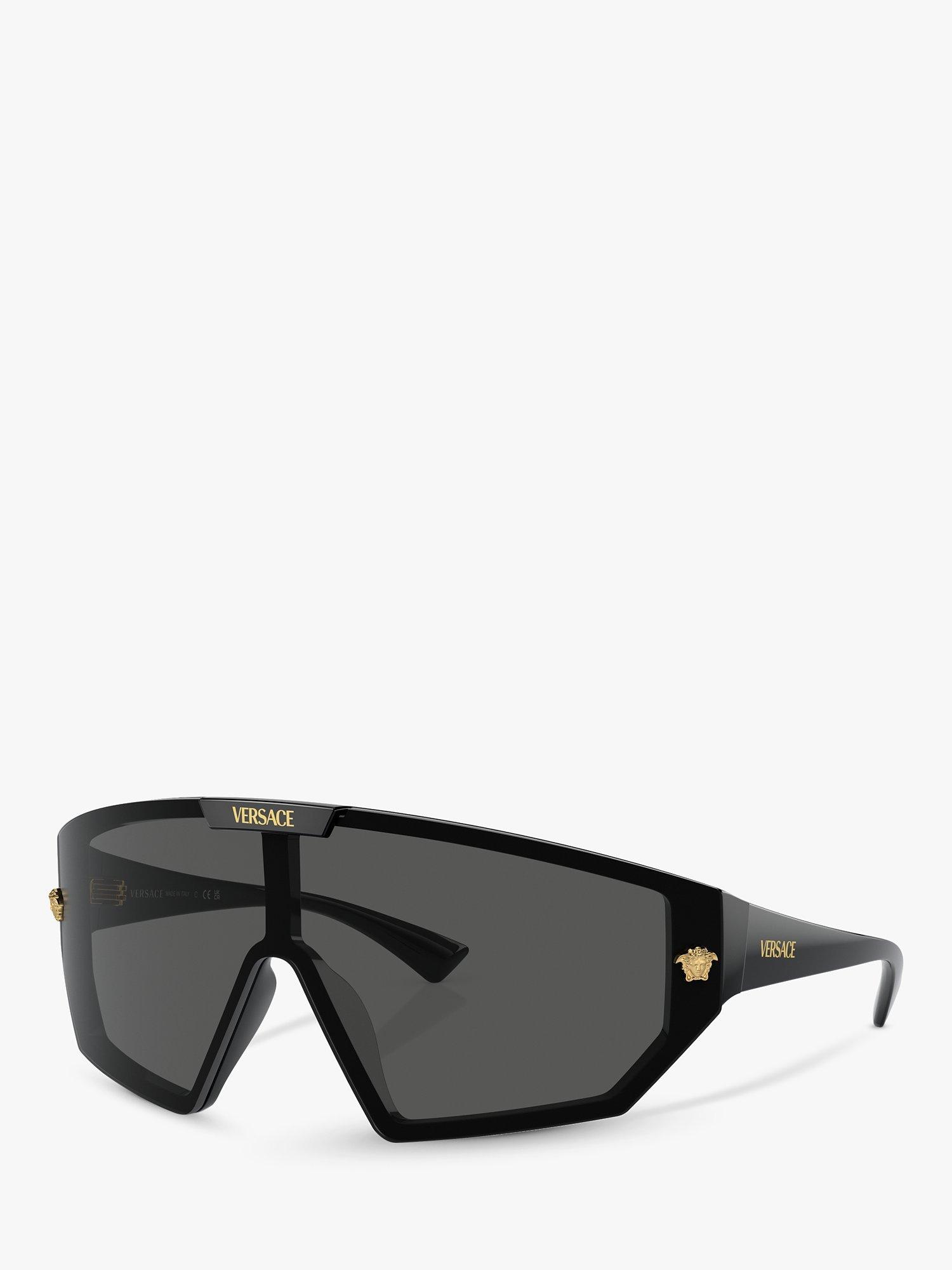 Product image 1 of 5, which shows Versace VE4461 Unisex Wraparound Sunglasses, Black