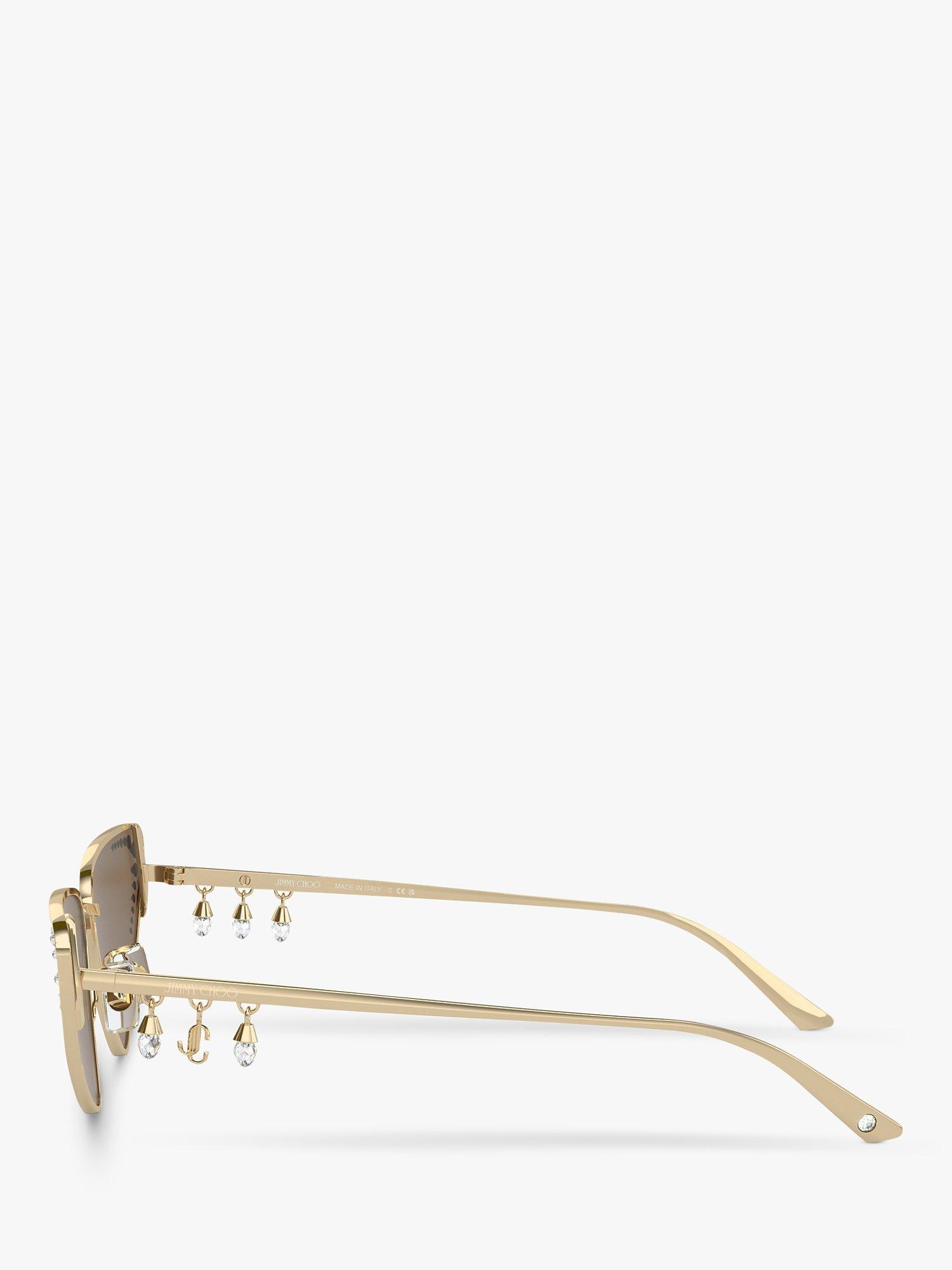Product image 3 of 5, which shows Jimmy Choo JC4001B Women's Cat's Eye Sunglasses, Pale Gold/Brown