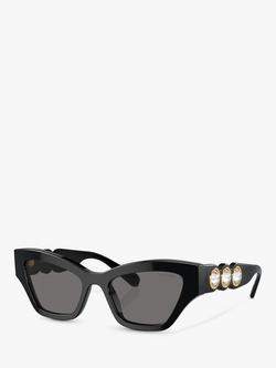 Swarovski SK6021 Women's Polarised Cat Eye Sunglasses, Black, Black