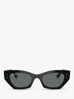 Ray-Ban RB4430 Unisex Polarised Rectangular Sunglasses, Black/Grey - view 2, Black/Grey