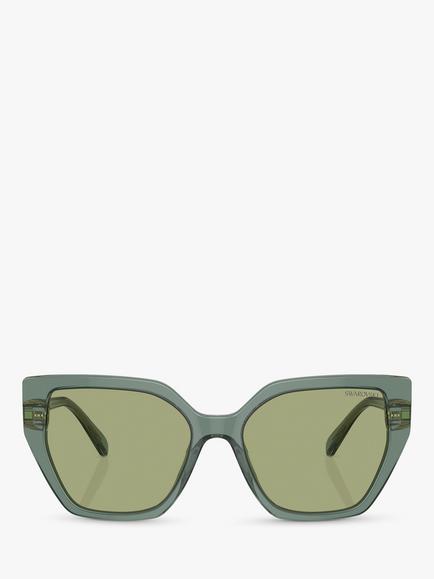 Swarovski SK6016 Women's Irregular Sunglasses - view 2, Transparent Green/Green