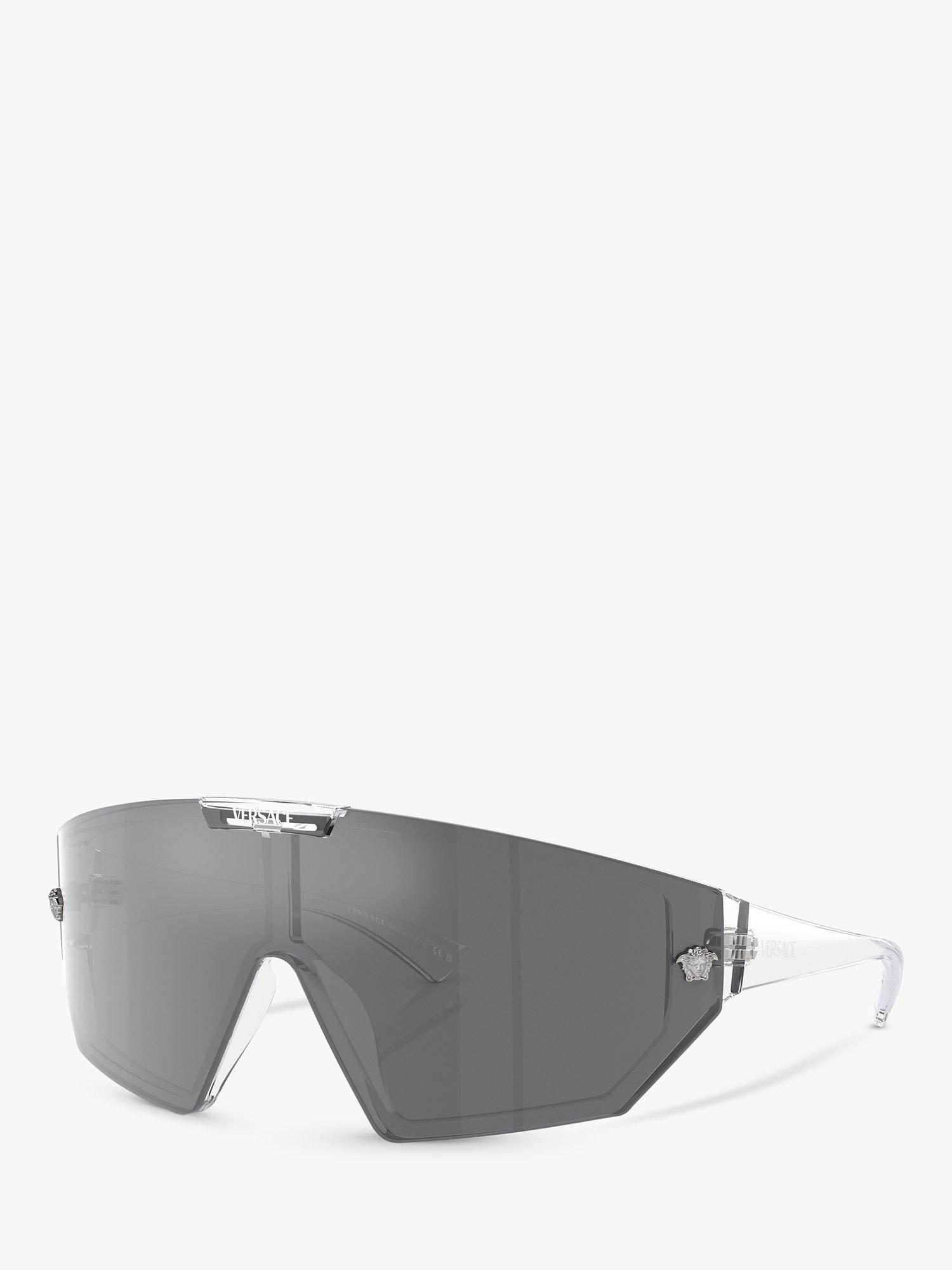 Product image 1 of 5, which shows Versace VE4461 Unisex Wraparound Sunglasses, Crystal/Grey