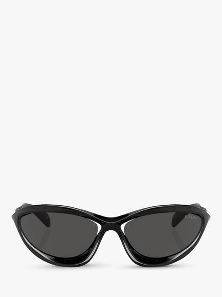 Prada 0PR A23 Women's Wrap Sunglasses, Black - view 2, Black