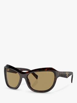 Prada PRA27S Women's Rectangular Sunglasses, Tortoise/Brown, Tortoise/Brown