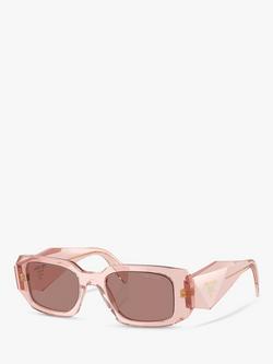 Prada PR 17WS Women's Rectangular Sunglasses, Transparent Peach