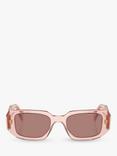 Prada PR 17WS Women's Rectangular Sunglasses, Transparent Peach