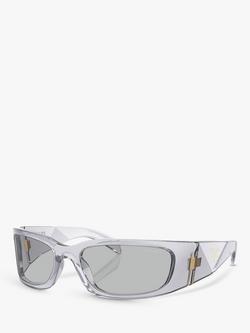 Prada PR A14S Women's Wrap Sunglasses, Transparent Grey, Transparent Grey