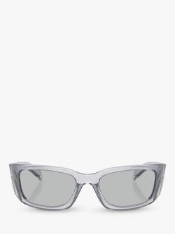 Prada PR A14S Women's Wrap Sunglasses, Transparent Grey - view 2, Transparent Grey