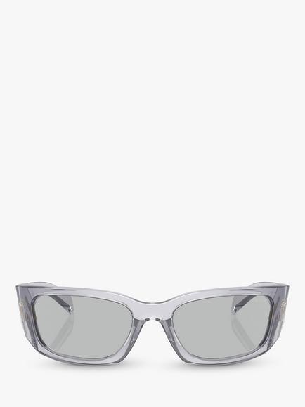 Prada PR A14S Women's Wrap Sunglasses, Transparent Grey - view 2, Transparent Grey