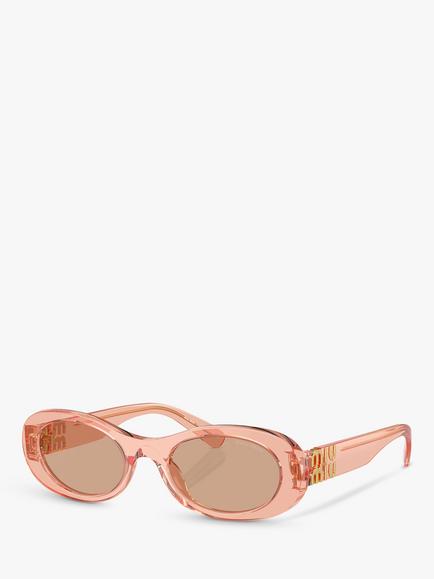 Miu Miu MU 06ZS Women's Oval Sunglasses, Transparent Noisette/Brown, Transparent Noisette/Brown
