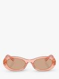 Miu Miu MU 06ZS Women's Oval Sunglasses, Transparent Noisette/Brown