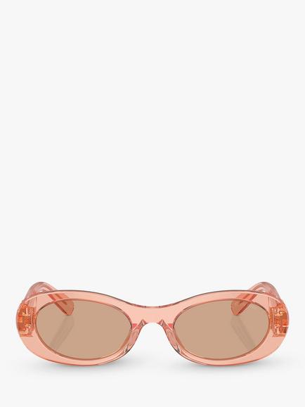 Miu Miu MU 06ZS Women's Oval Sunglasses, Transparent Noisette/Brown - view 2, Transparent Noisette/Brown