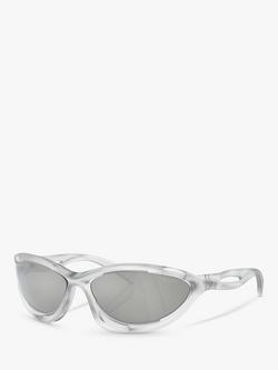 Prada 0PR A23S Women's Wrap Sunglasses, Frosted Crystal, Frosted Crystal