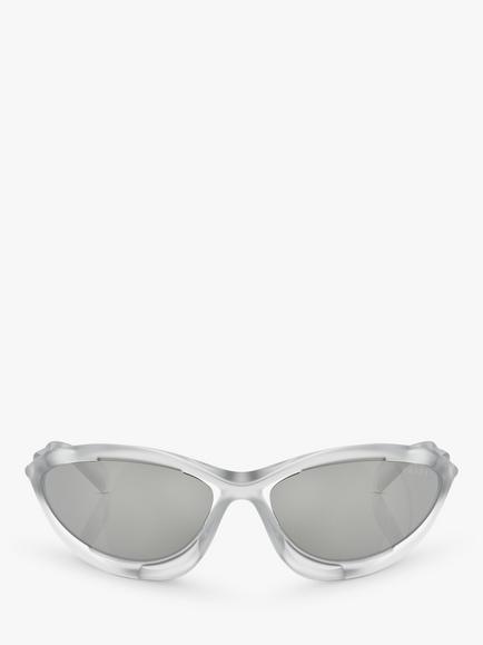 Prada 0PR A23S Women's Wrap Sunglasses, Frosted Crystal - view 2, Frosted Crystal