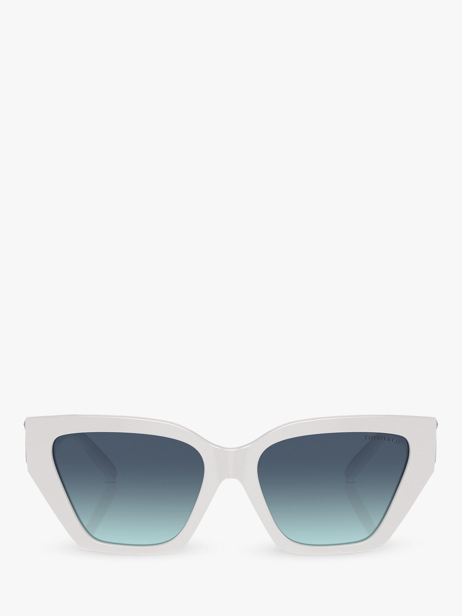 Tiffany & Co TF4218 Women's Squared Cat's Eye Sunglasses, White/Blue Gradient