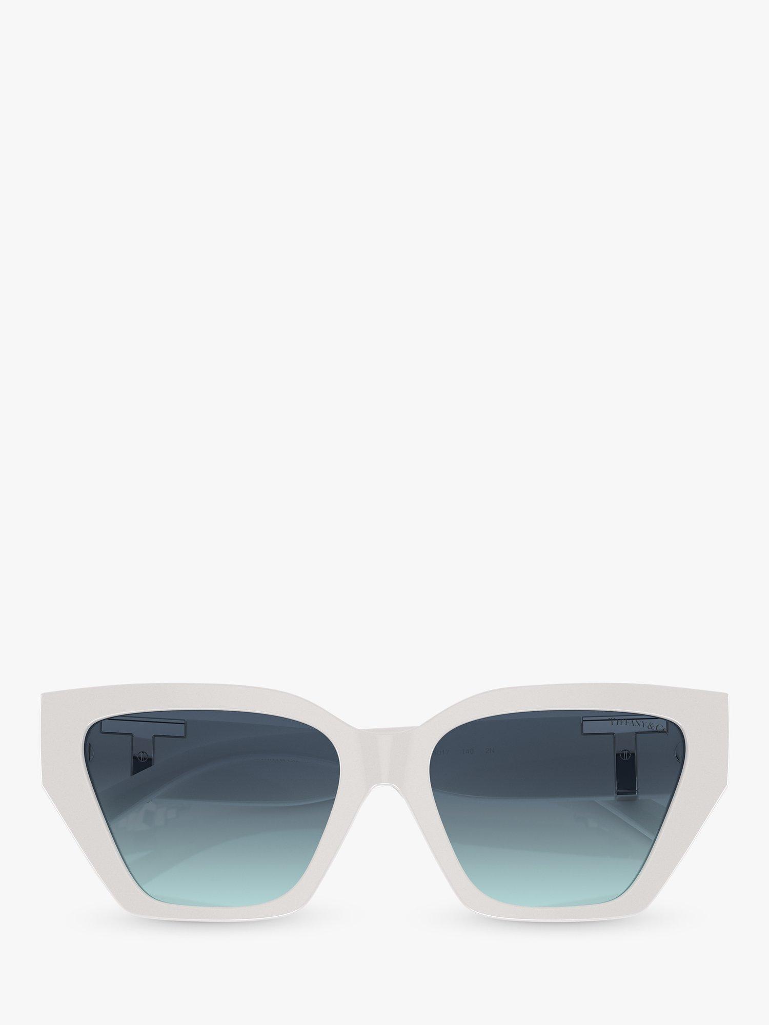 Tiffany & Co TF4218 Women's Squared Cat's Eye Sunglasses, White/Blue Gradient
