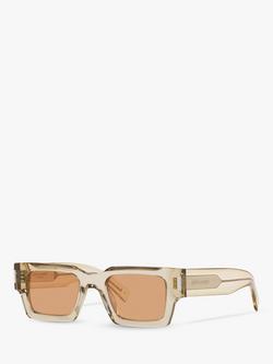 Yves Saint Laurent YS000468 Unisex Rectangular Sunglasses, Yellow/Brown, Yellow/Brown