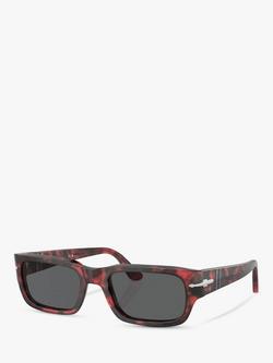 Persol PO3347S Unisex Rectangular Sunglasses, Red Havana/Grey, Red Havana/Grey