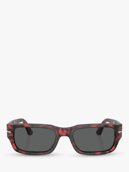 Persol PO3347S Unisex Rectangular Sunglasses, Red Havana/Grey - view 2, Red Havana/Grey