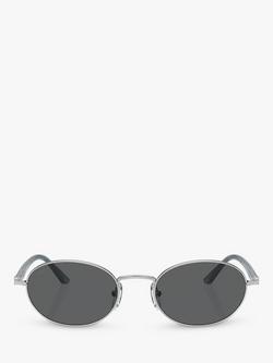 Persol PO1018S Unisex Ida Oval Sunglasses, Silver/Grey - view 2, Silver/Grey