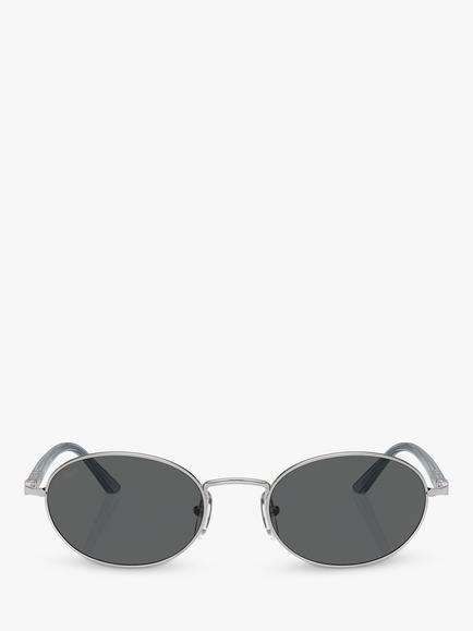 Persol PO1018S Unisex Ida Oval Sunglasses, Silver/Grey - view 2, Silver/Grey