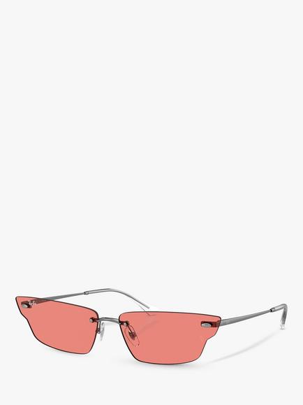 Ray-Ban RB3731 Unisex Rectangular Sunglasses, Gunmetal/Pink, Gunmetal/Pink