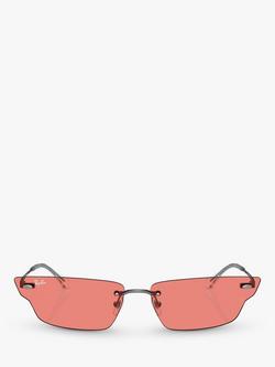 Ray-Ban RB3731 Unisex Rectangular Sunglasses, Gunmetal/Pink - view 2, Gunmetal/Pink