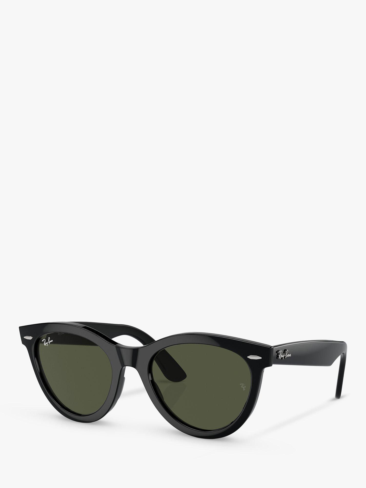 Product image 1 of 6, which shows Ray-Ban RB2241 Unisex Wayfarer Way Sunglasses, Black/Green