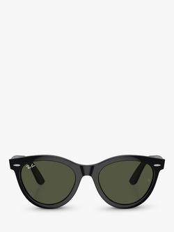Ray-Ban RB2241 Unisex Wayfarer Way Sunglasses, Black/Green - view 2, Black/Green