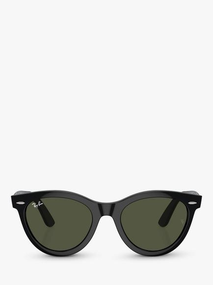 Ray-Ban RB2241 Unisex Wayfarer Way Sunglasses, Black/Green - view 2, Black/Green