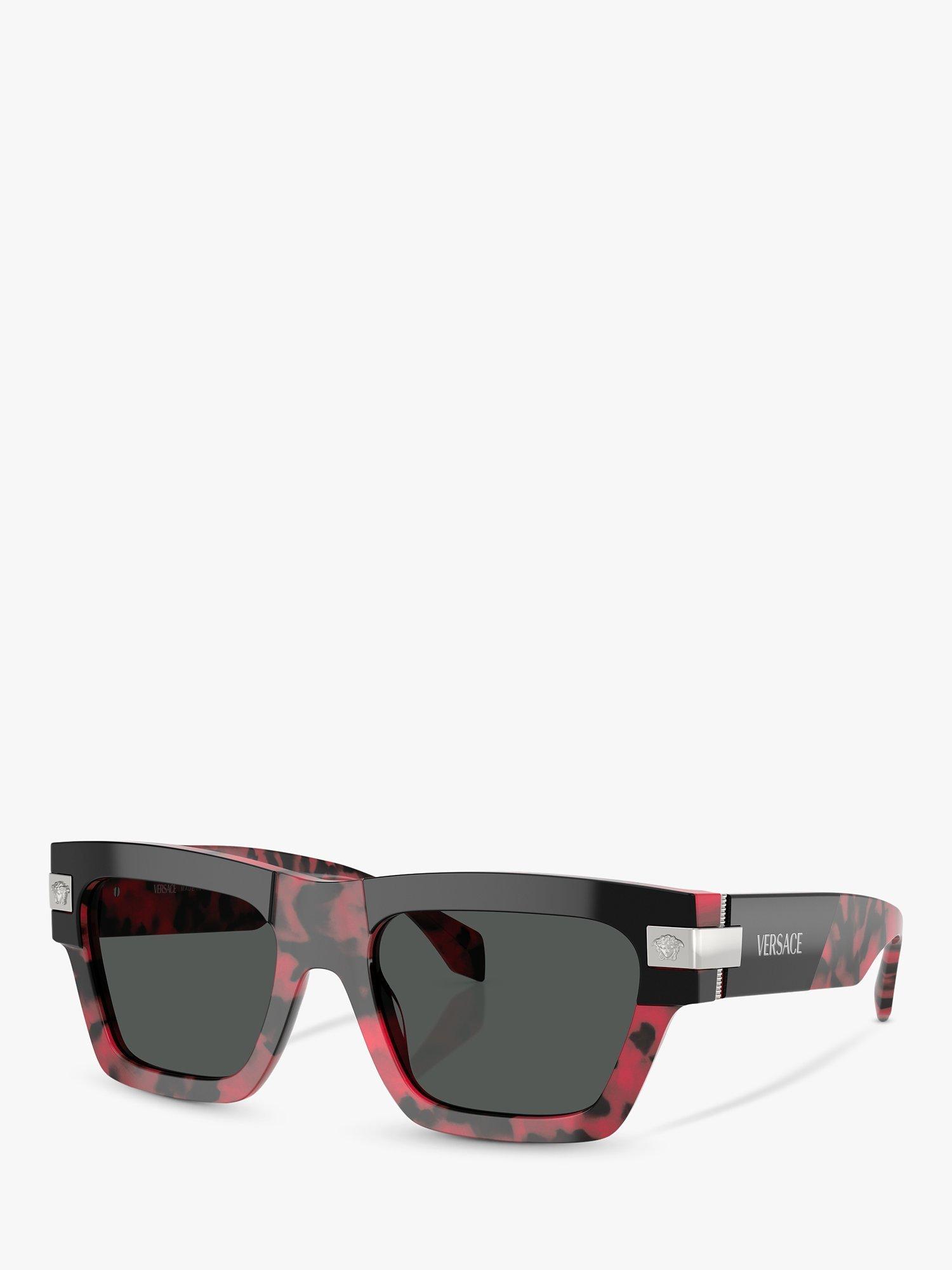 Product image 1 of 5, which shows Versace VE4464 Men's D-Frame Sunglasses, Black on Red Havana/Grey