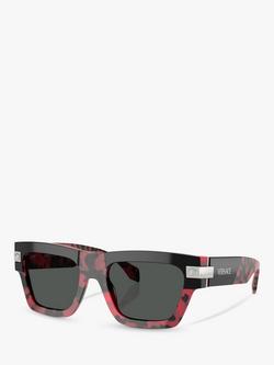Versace VE4464 Men's D-Frame Sunglasses, Black on Red Havana/Grey, Black on Red Havana/Grey