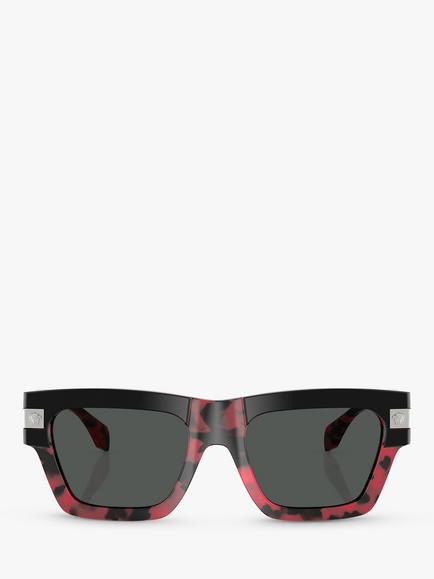 Versace VE4464 Men's D-Frame Sunglasses, Black on Red Havana/Grey - view 2, Black on Red Havana/Grey