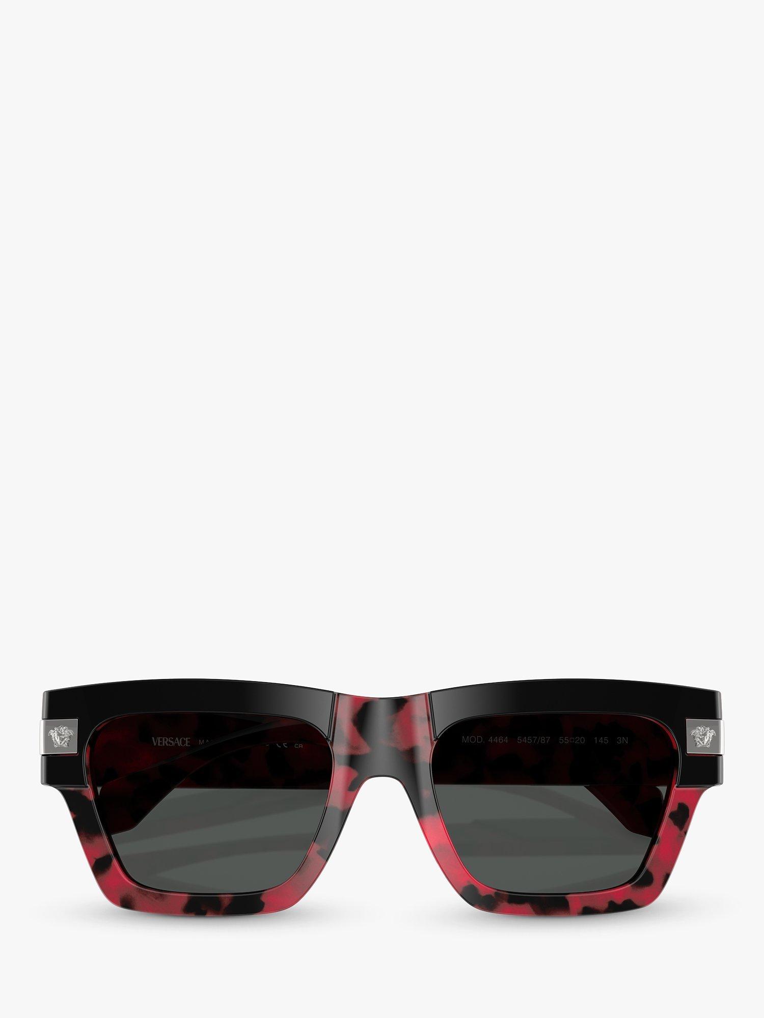 Product image 5 of 5, which shows Versace VE4464 Men's D-Frame Sunglasses, Black on Red Havana/Grey